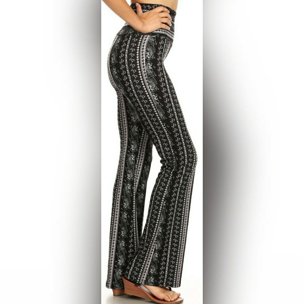 Butter Soft Vertical Paisley High Waist Bell Pants